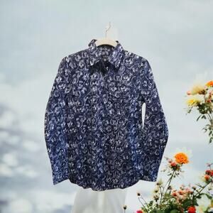 NWOT Ralph Lauren Shirt Blue Floral Tie Dye Button Up LSleeve Cotton Sz XS TP